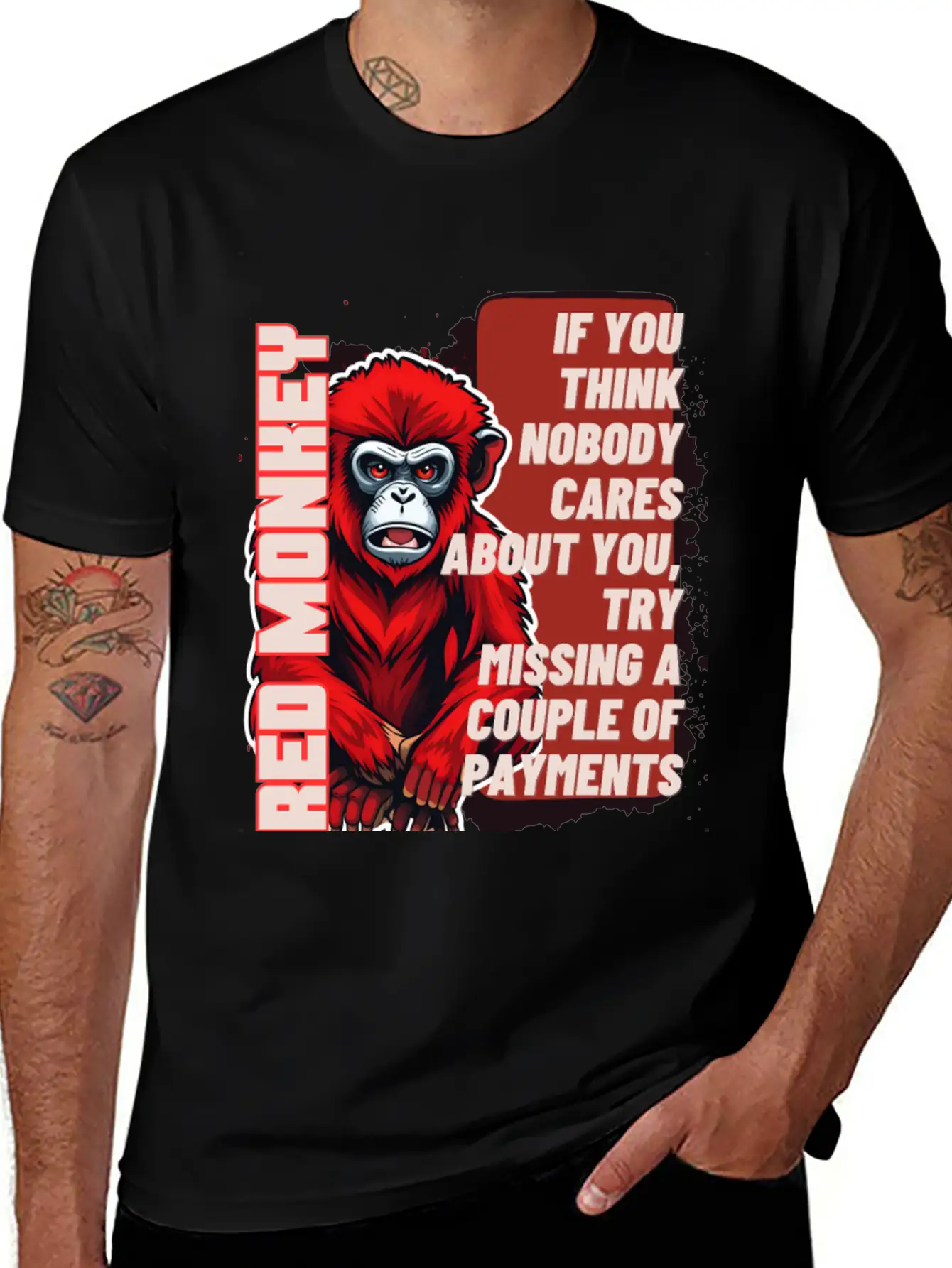 RED MONKEY WISDOM WORDS - FUNNY MOTIVATION Essential Unisex Summer Tee – Soft Cotton Casual Fit