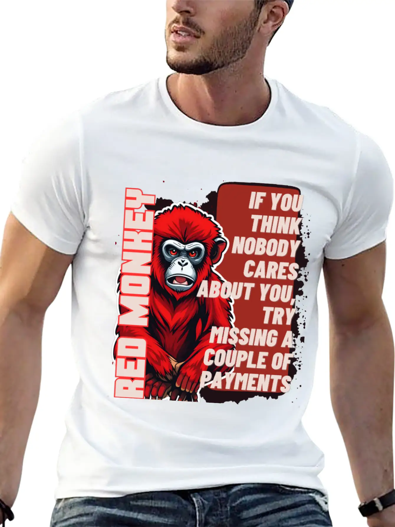 RED MONKEY WISDOM WORDS - FUNNY MOTIVATION Essential Unisex Summer Tee – Soft Cotton Casual Fit