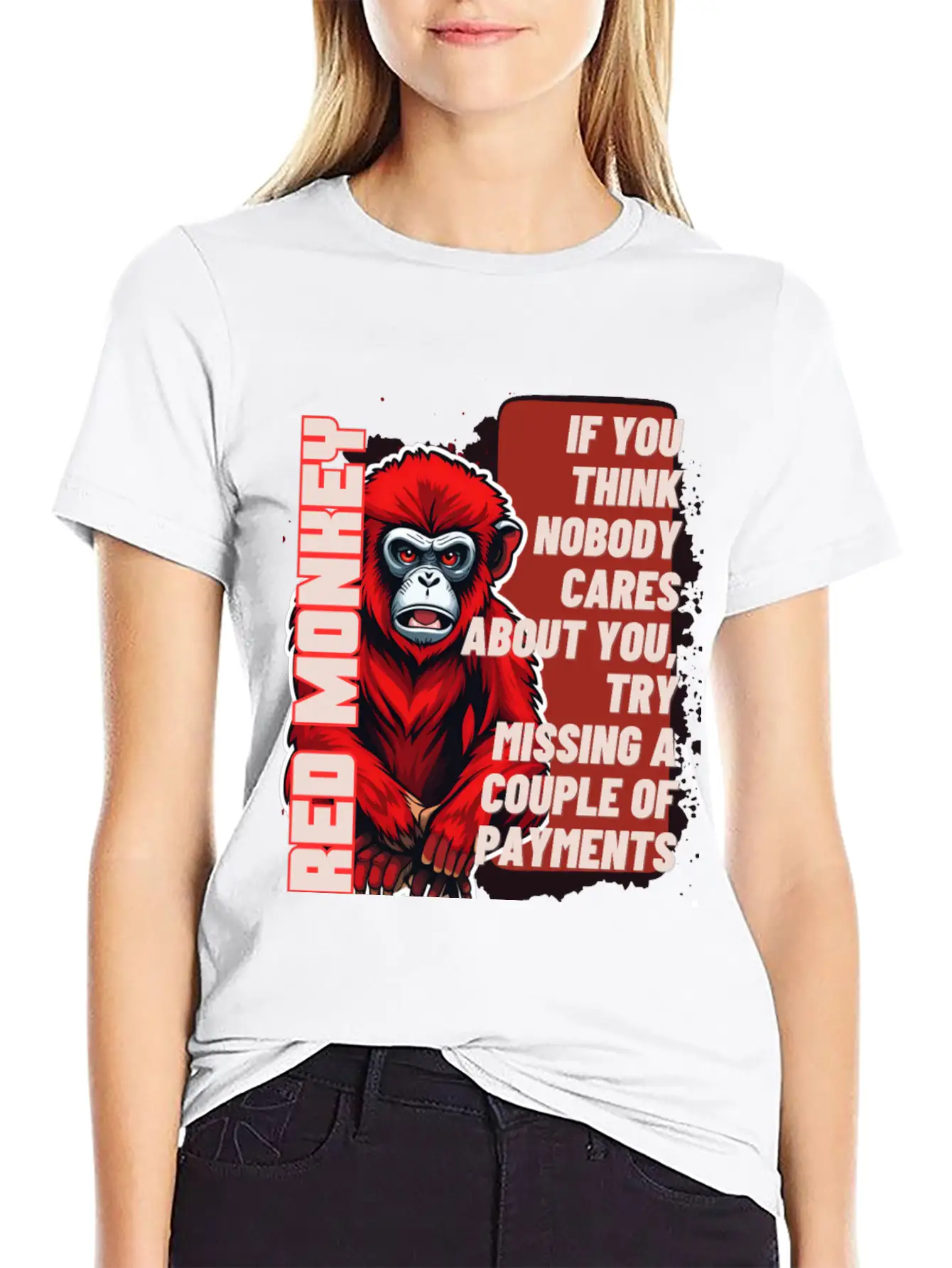 RED MONKEY WISDOM WORDS - FUNNY MOTIVATION Essential Unisex Summer Tee – Soft Cotton Casual Fit