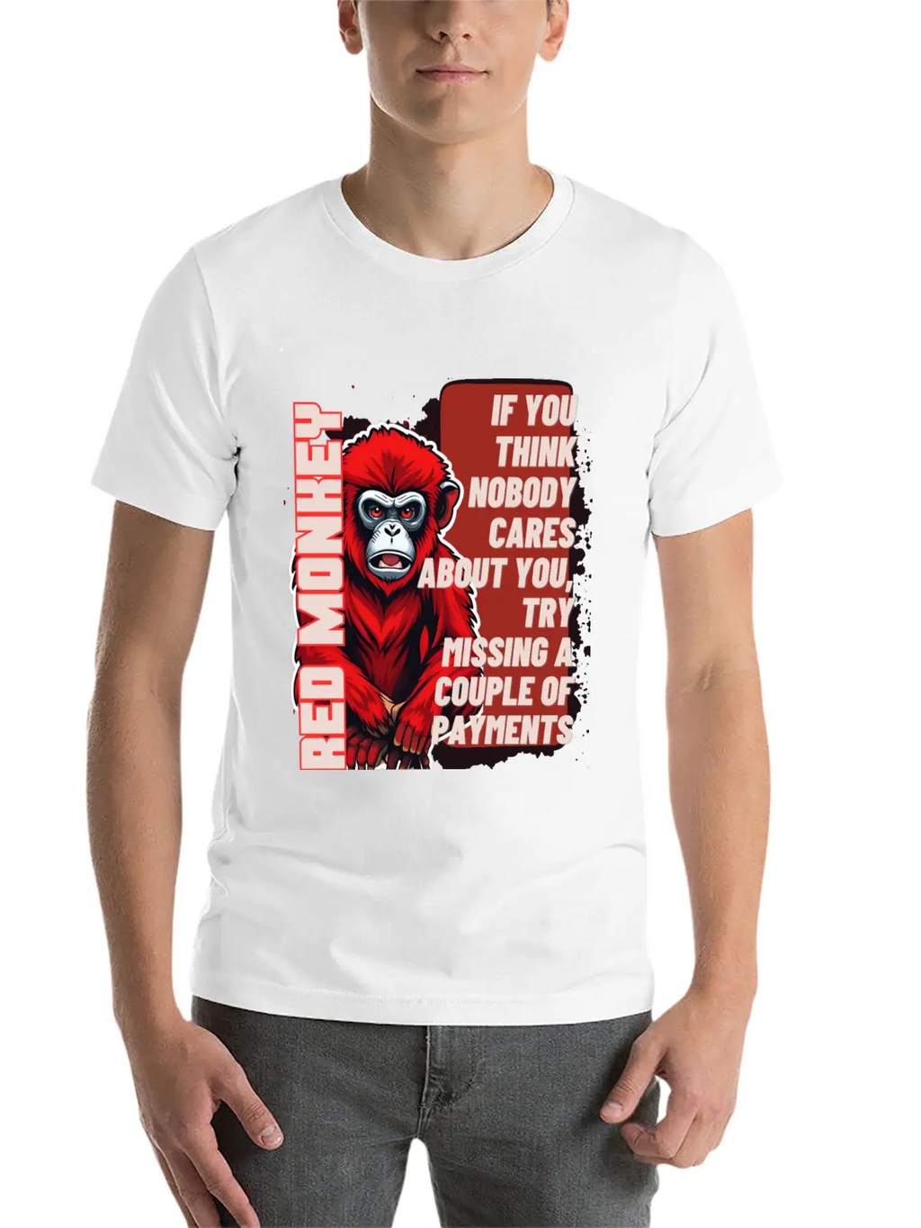 RED MONKEY WISDOM WORDS - FUNNY MOTIVATION Essential Unisex Summer Tee – Soft Cotton Casual Fit