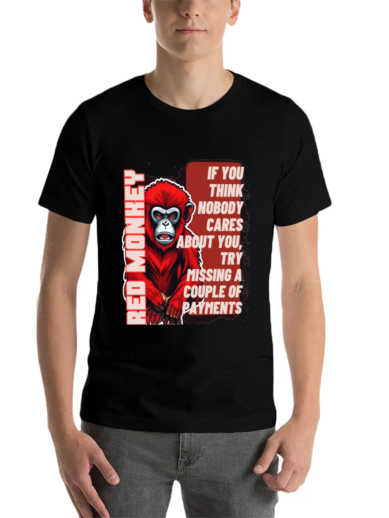 RED MONKEY WISDOM WORDS - FUNNY MOTIVATION Essential Unisex Summer Tee – Soft Cotton Casual Fit