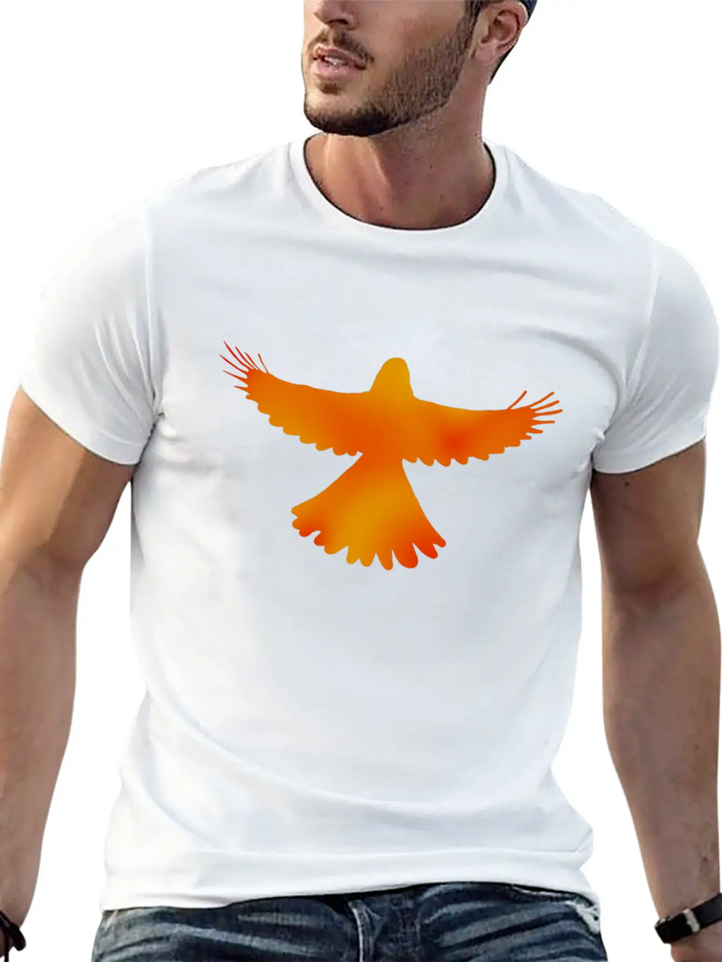 Red, Orange And Yellow Bird Essential Cotton Tee For Daily Outfits – Unisex Style