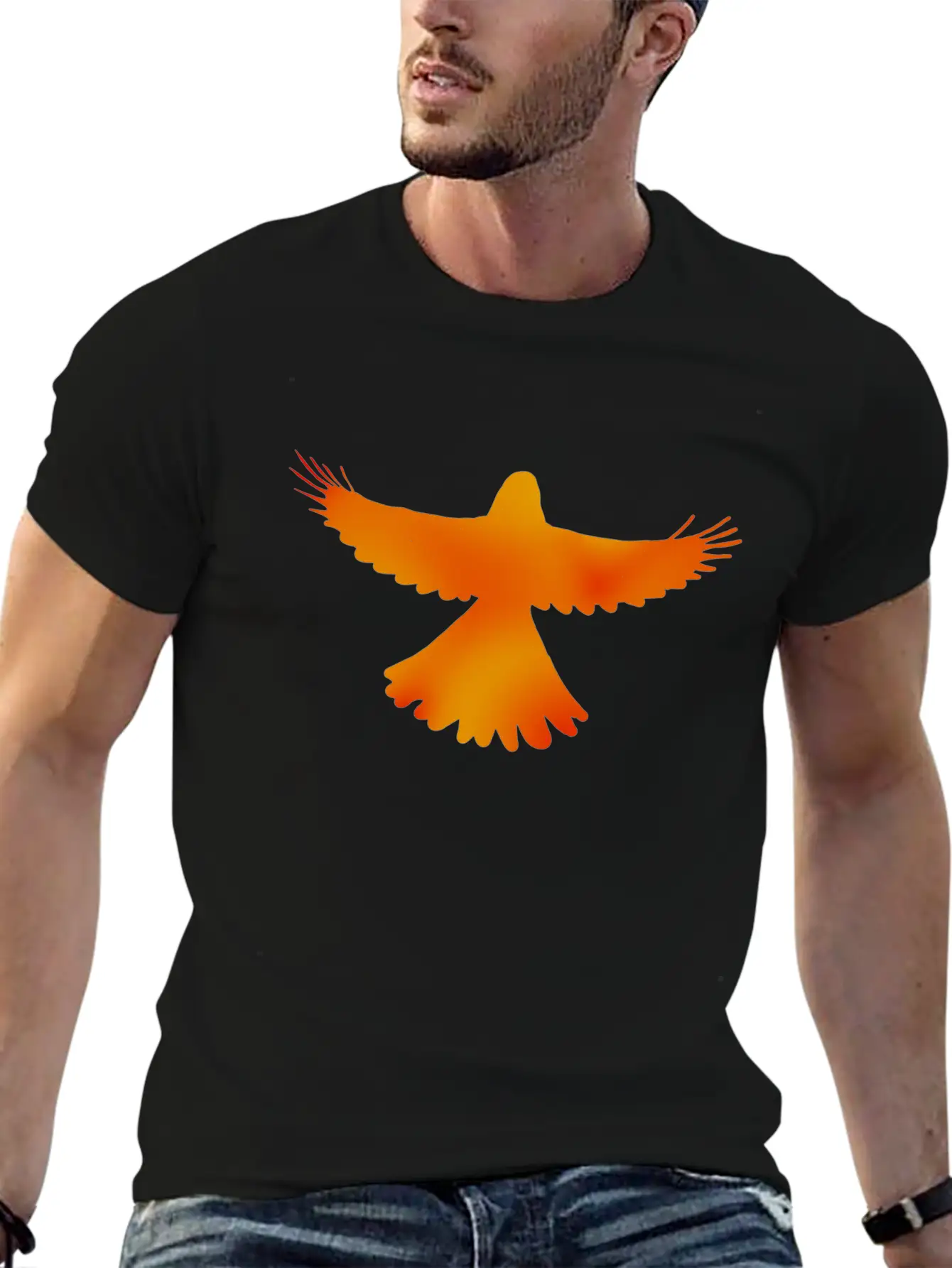 Red, Orange And Yellow Bird Essential Cotton Tee For Daily Outfits – Unisex Style