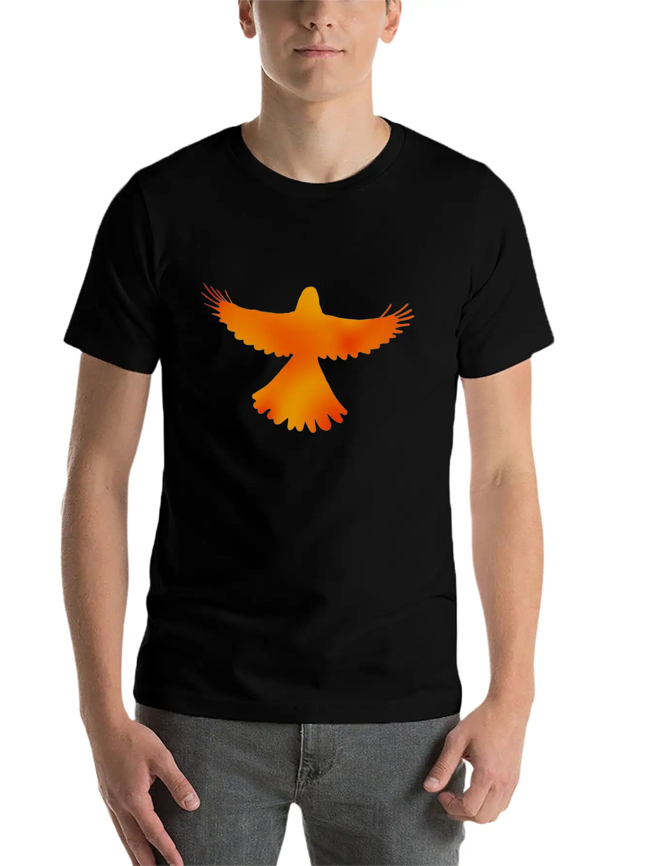 Red, Orange And Yellow Bird Essential Cotton Tee For Daily Outfits – Unisex Style