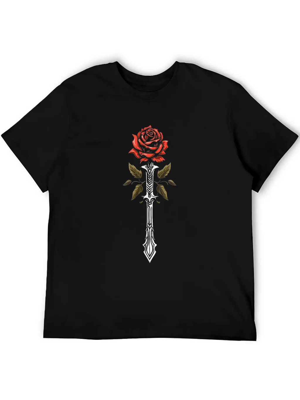 Red Rose Goth Sword Classic Cotton Tee – Unisex Comfort For Any Season