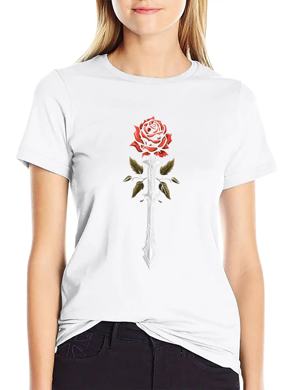 Red Rose Goth Sword Classic Cotton Tee – Unisex Comfort For Any Season