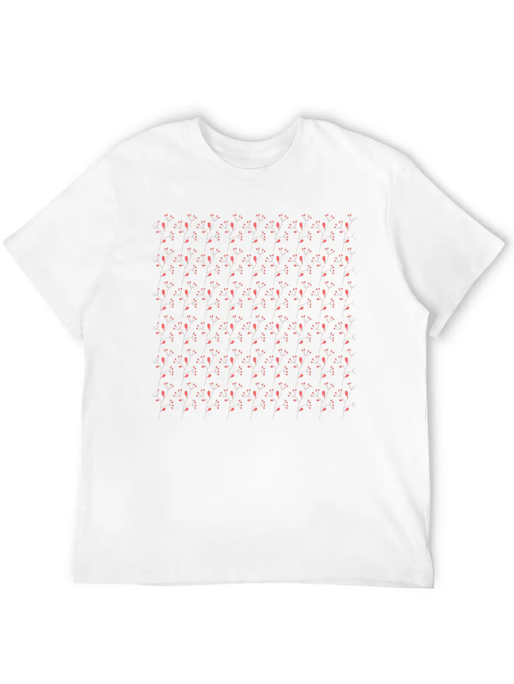 RED SPRING FLORAL PATTERN Timeless Short Sleeve Tee – Comfy And Minimalist Design