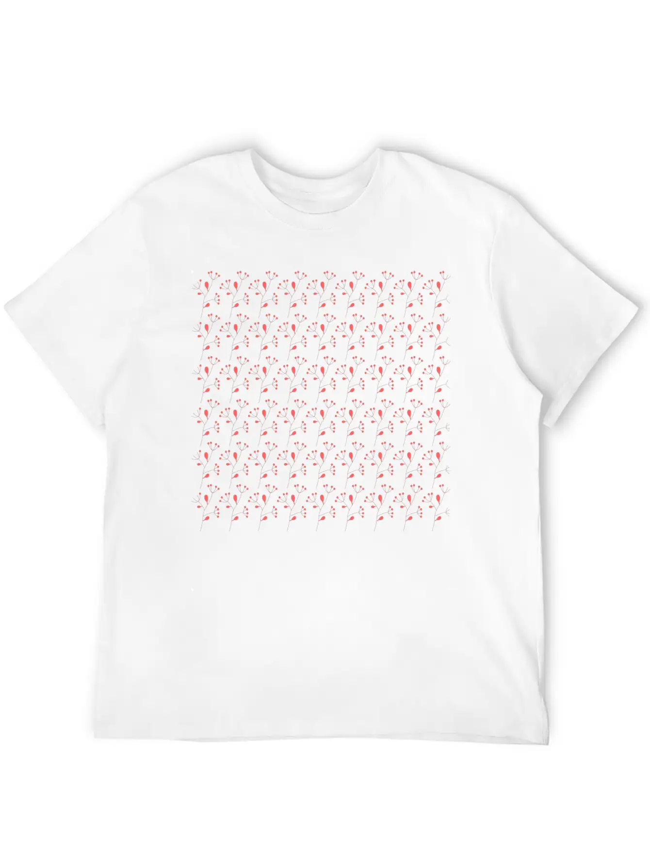 RED SPRING FLORAL PATTERN Timeless Short Sleeve Tee – Comfy And Minimalist Design