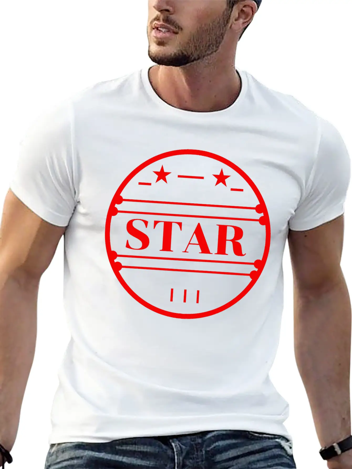 Red Star Logo In Circle Classic Cotton Tee – Unisex Comfort For Any Season