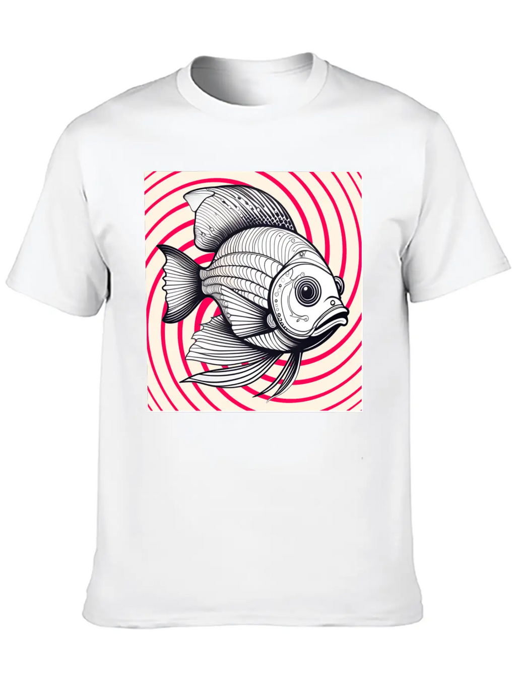 Red Striped Fish Basic Graphic T-Shirt – Daily Comfort In Soft Cotton