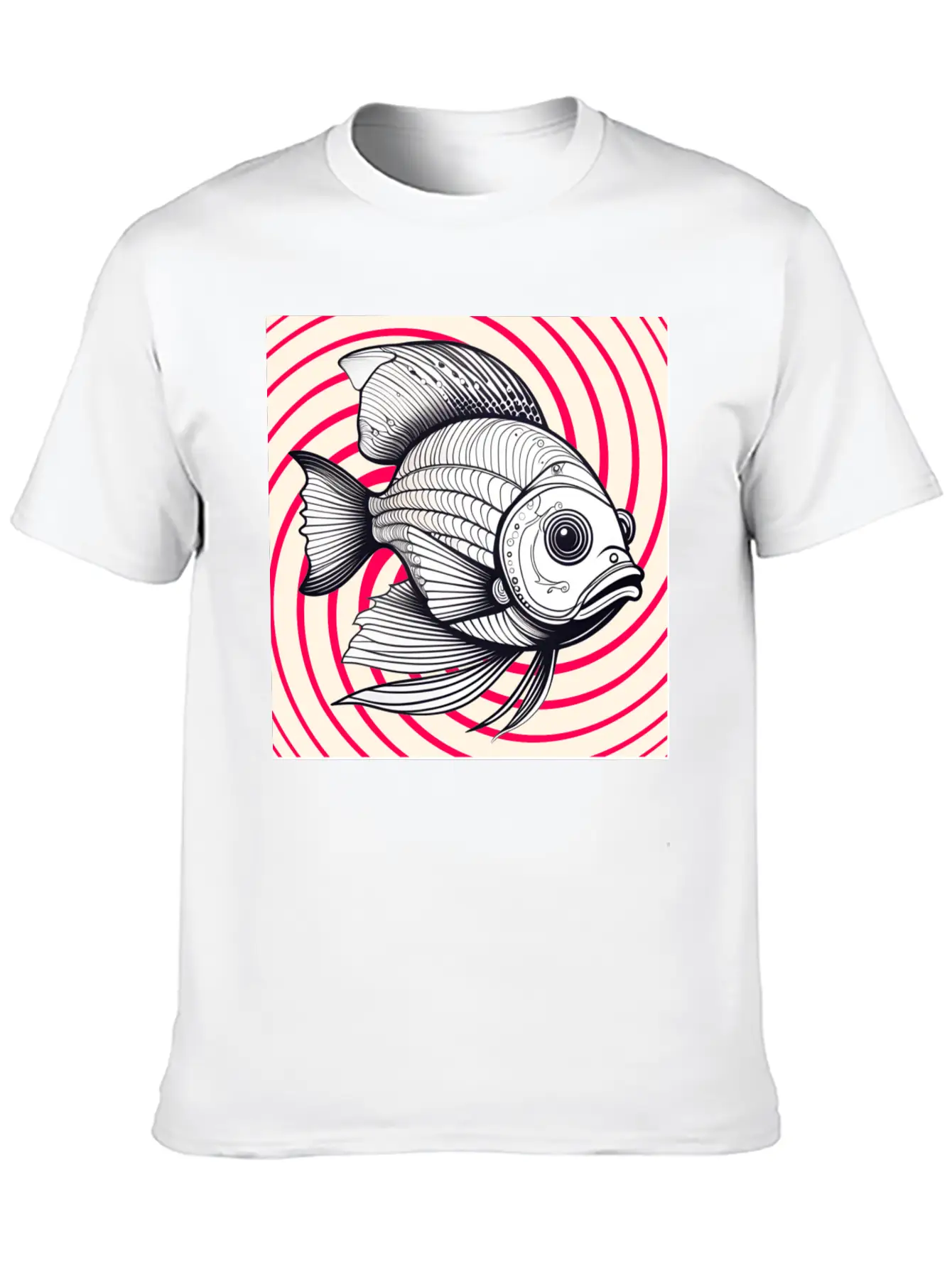 Red Striped Fish Basic Graphic T-Shirt – Daily Comfort In Soft Cotton