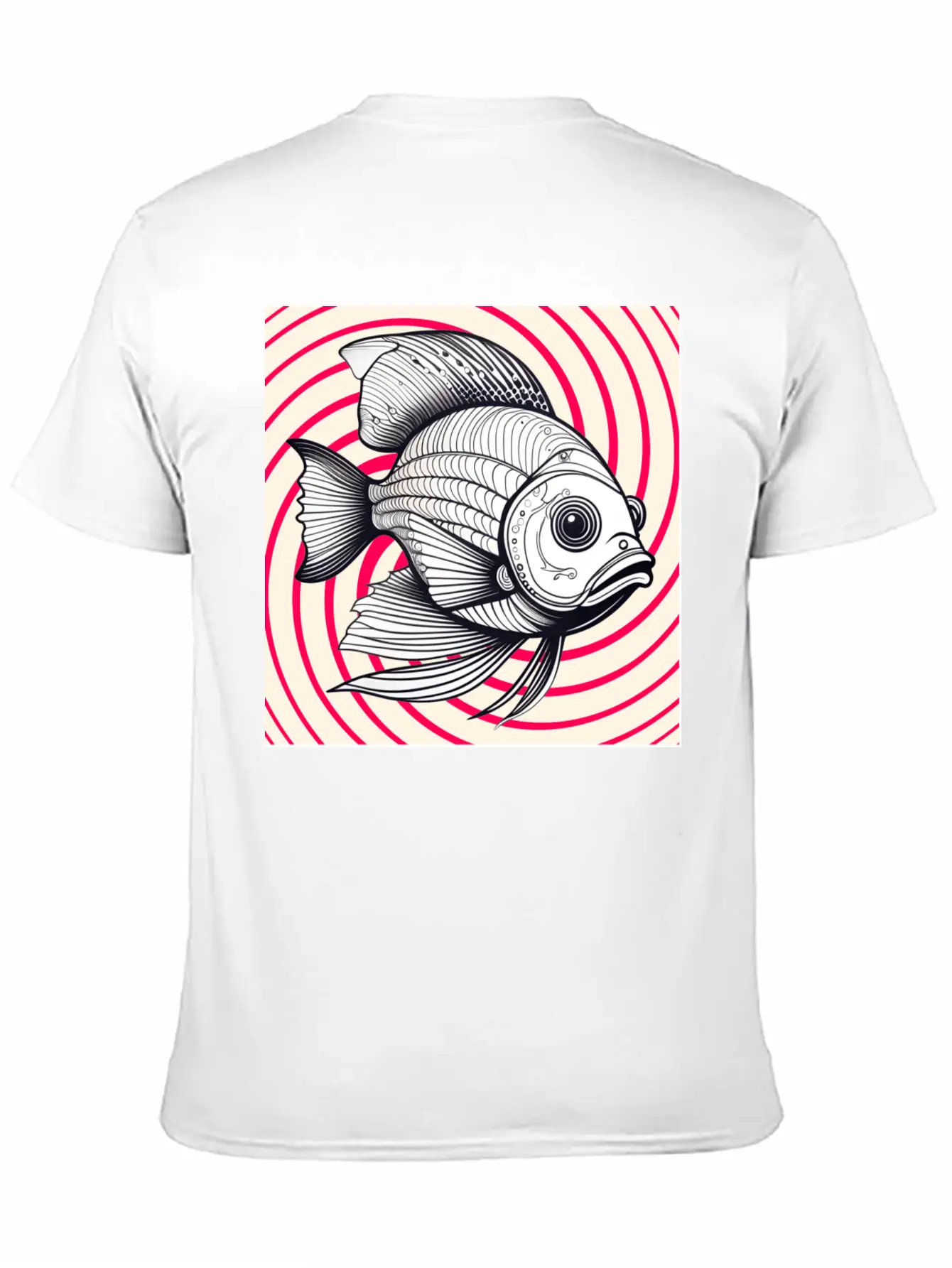 Red Striped Fish Basic Graphic T-Shirt – Daily Comfort In Soft Cotton