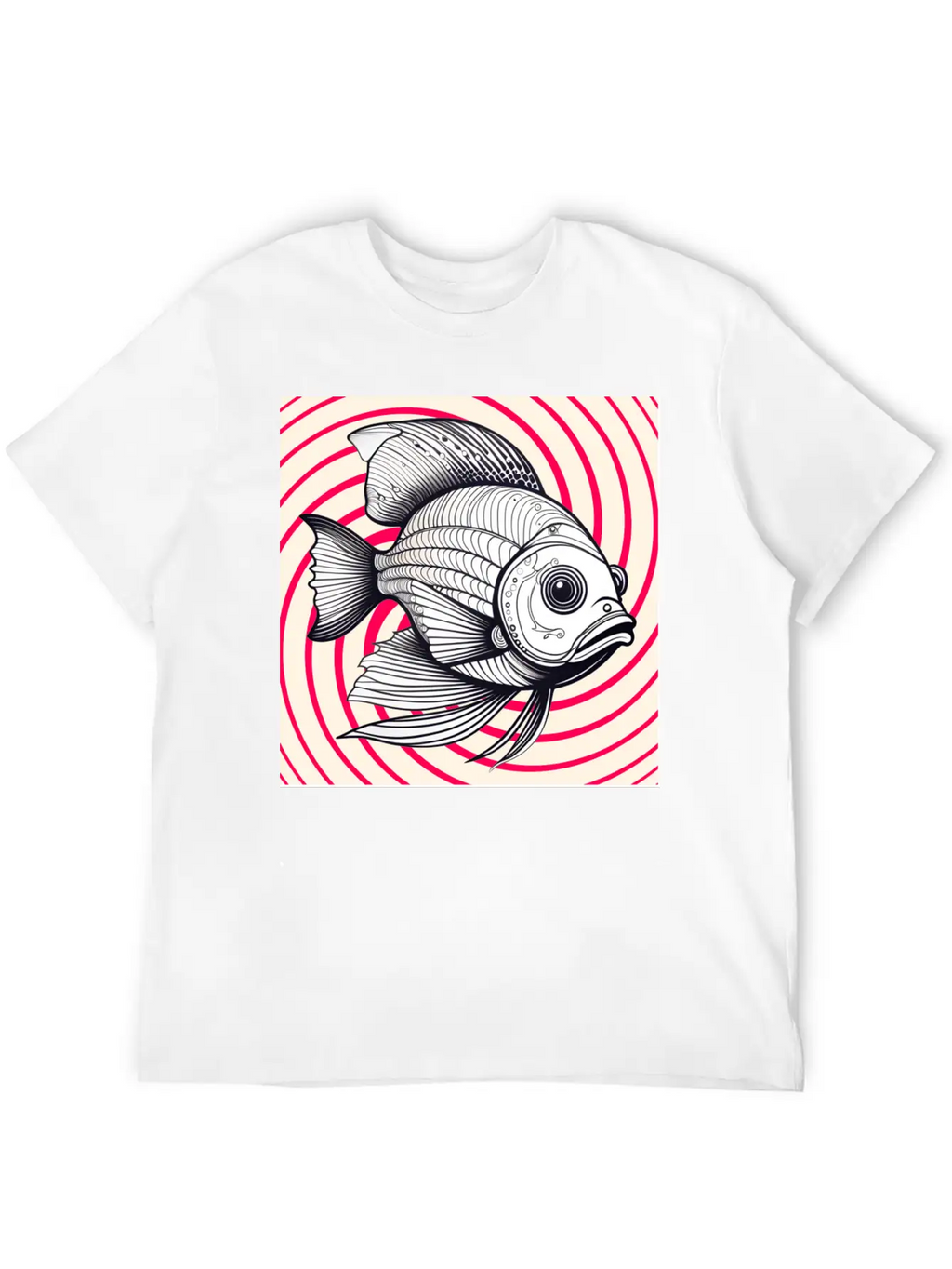 Red Striped Fish Basic Graphic T-Shirt – Daily Comfort In Soft Cotton