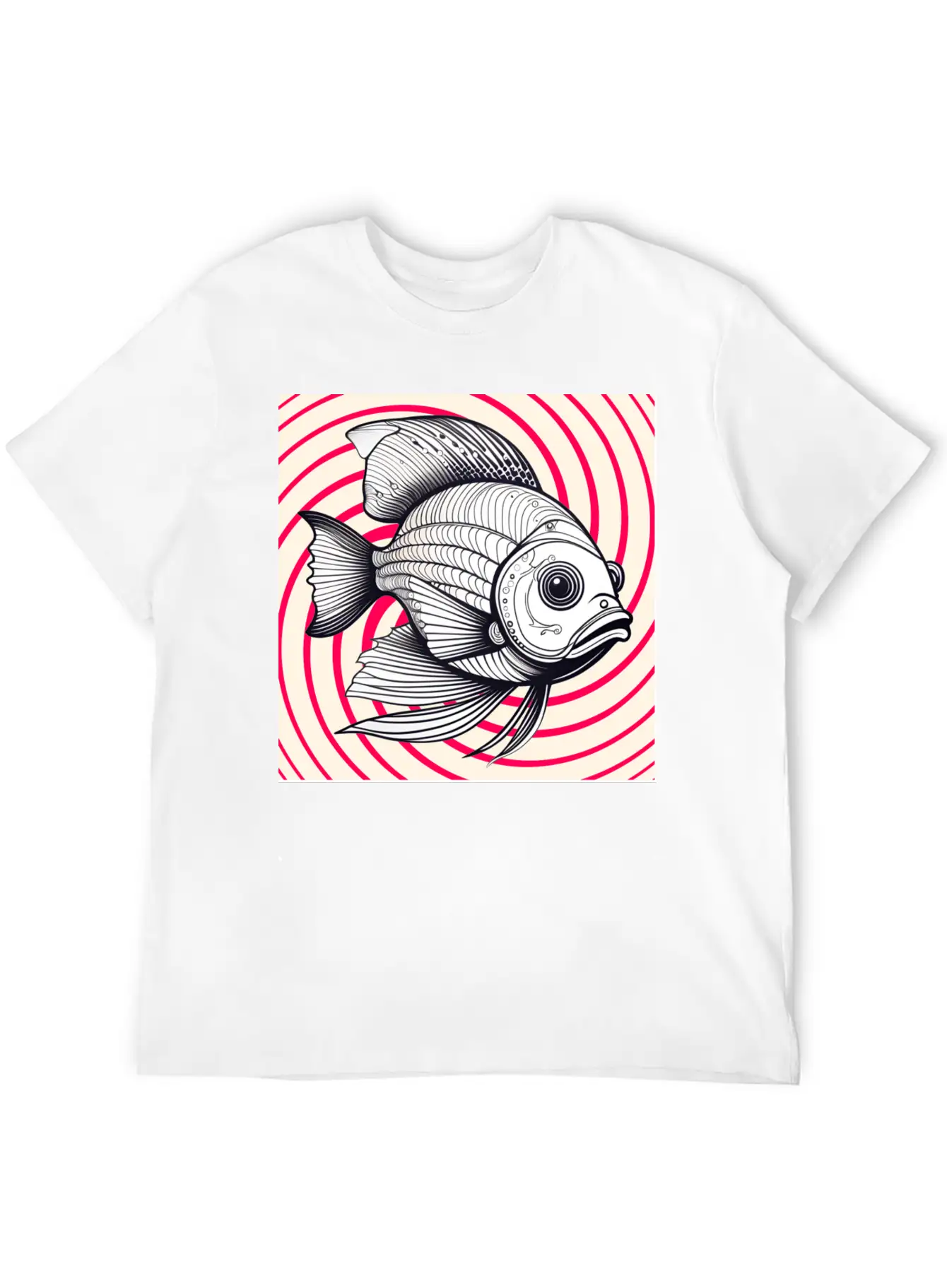 Red Striped Fish Basic Graphic T-Shirt – Daily Comfort In Soft Cotton
