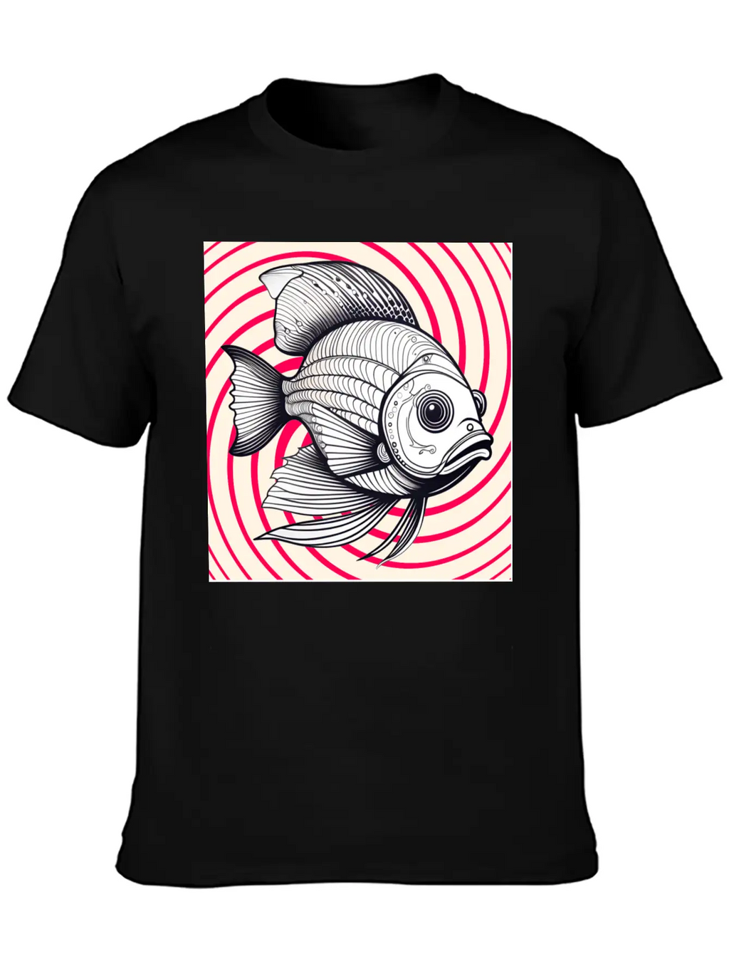 Red Striped Fish Basic Graphic T-Shirt – Daily Comfort In Soft Cotton