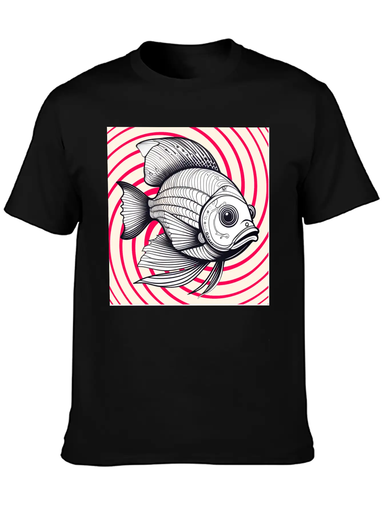 Red Striped Fish Basic Graphic T-Shirt – Daily Comfort In Soft Cotton
