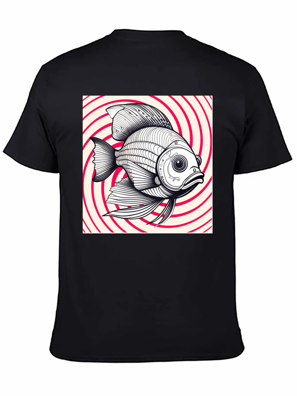 Red Striped Fish Basic Graphic T-Shirt – Daily Comfort In Soft Cotton