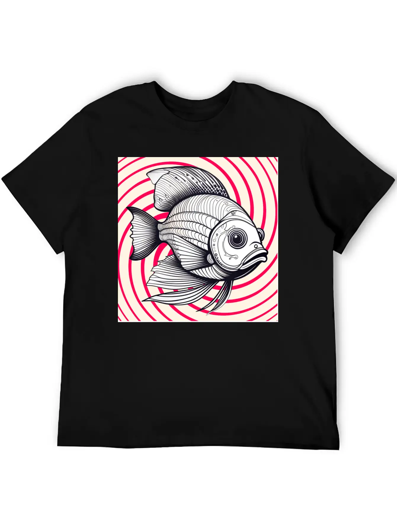 Red Striped Fish Basic Graphic T-Shirt – Daily Comfort In Soft Cotton