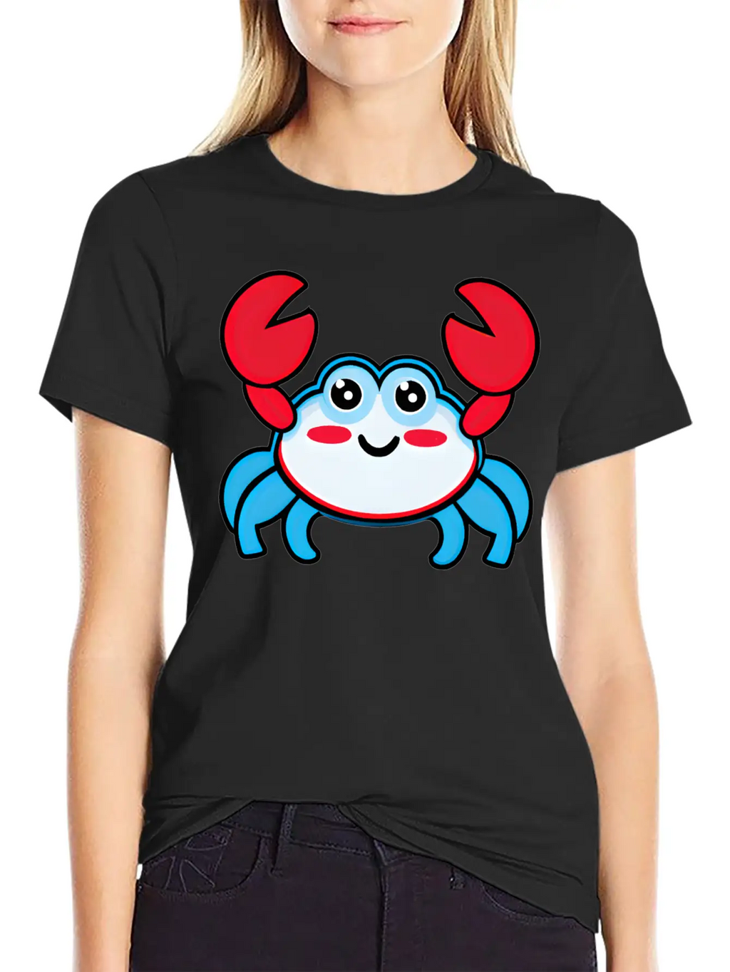 Red, White, And Blue Happy Crab Stylish Everyday T-Shirt – Unisex Basic Cotton Tee