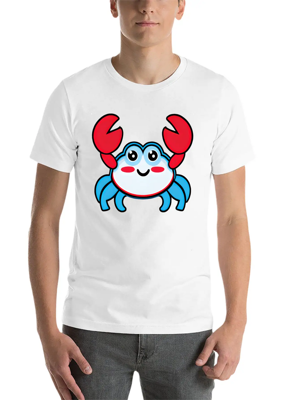 Red, White, And Blue Happy Crab Stylish Everyday T-Shirt – Unisex Basic Cotton Tee