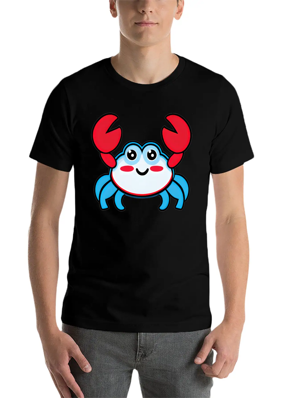 Red, White, And Blue Happy Crab Stylish Everyday T-Shirt – Unisex Basic Cotton Tee