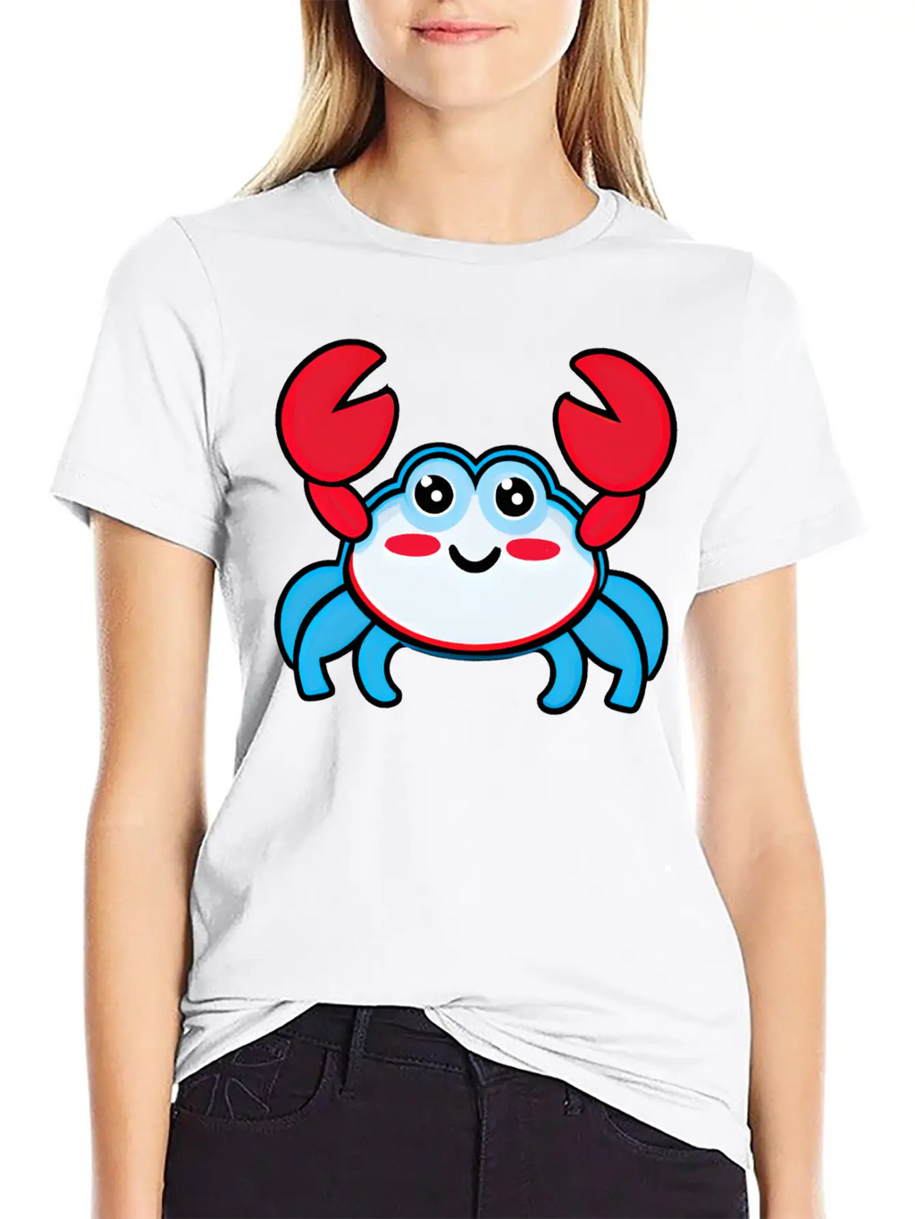 Red, White, And Blue Happy Crab Stylish Everyday T-Shirt – Unisex Basic Cotton Tee