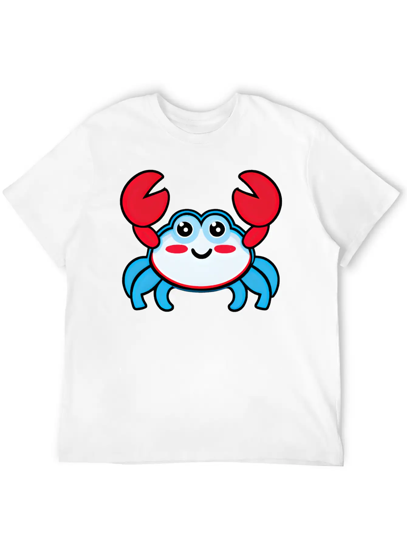 Red, White, And Blue Happy Crab Stylish Everyday T-Shirt – Unisex Basic Cotton Tee