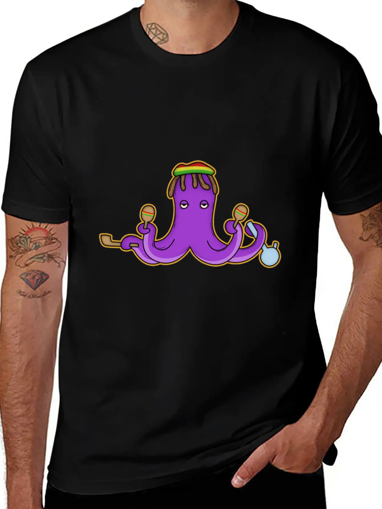 Reggae Octopus Breathable Graphic T-Shirt – Perfect For Casual Days