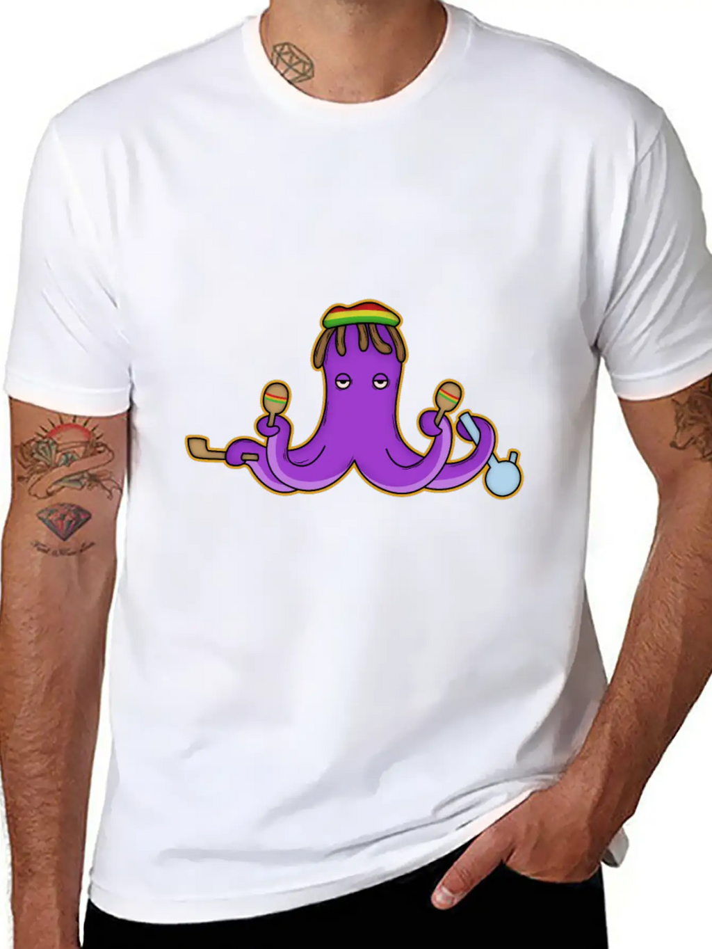 Reggae Octopus Breathable Graphic T-Shirt – Perfect For Casual Days