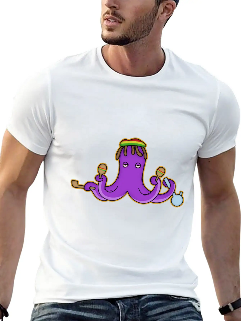 Reggae Octopus Breathable Graphic T-Shirt – Perfect For Casual Days