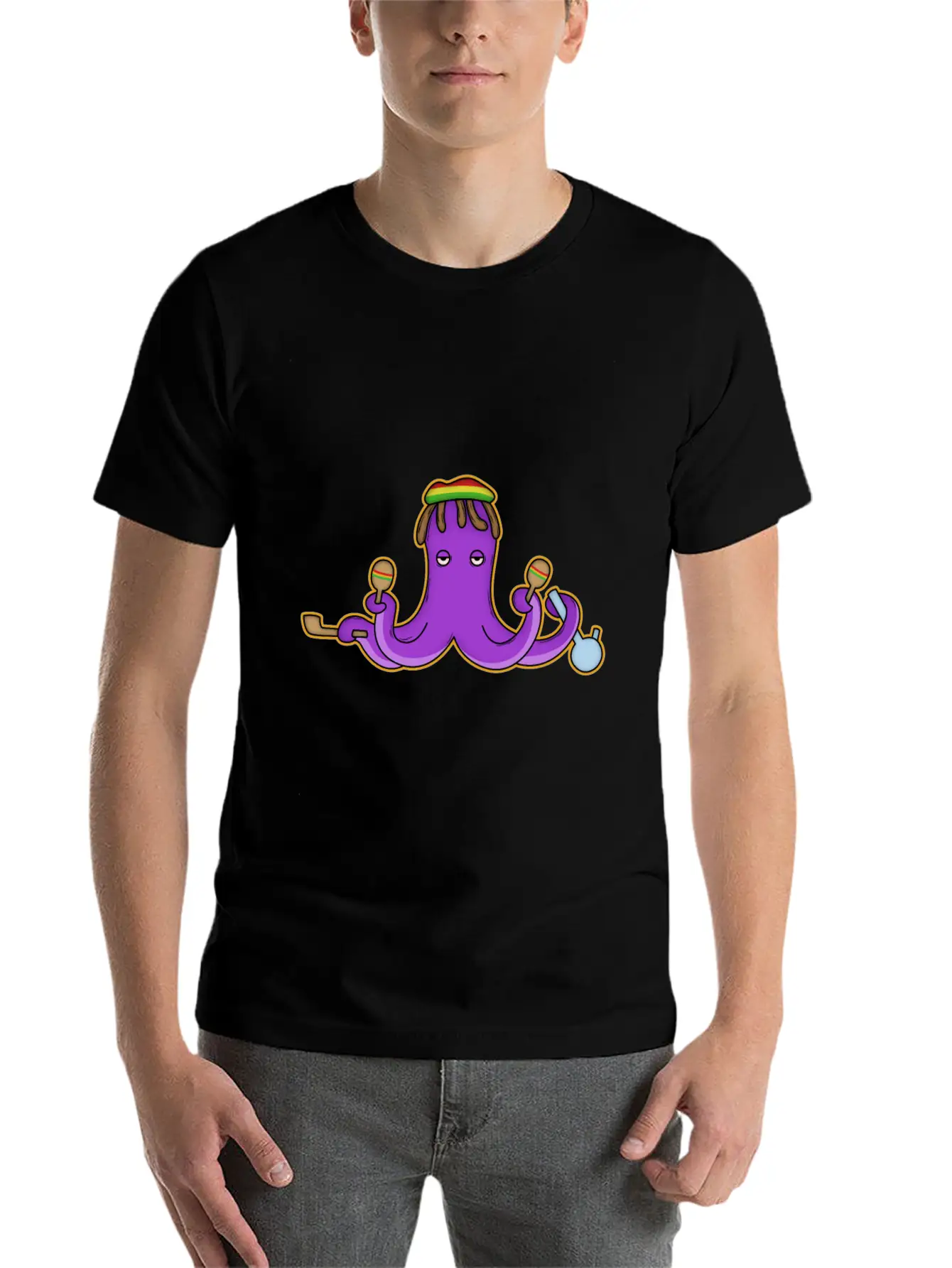Reggae Octopus Breathable Graphic T-Shirt – Perfect For Casual Days