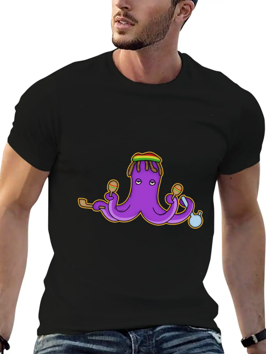 Reggae Octopus Breathable Graphic T-Shirt – Perfect For Casual Days