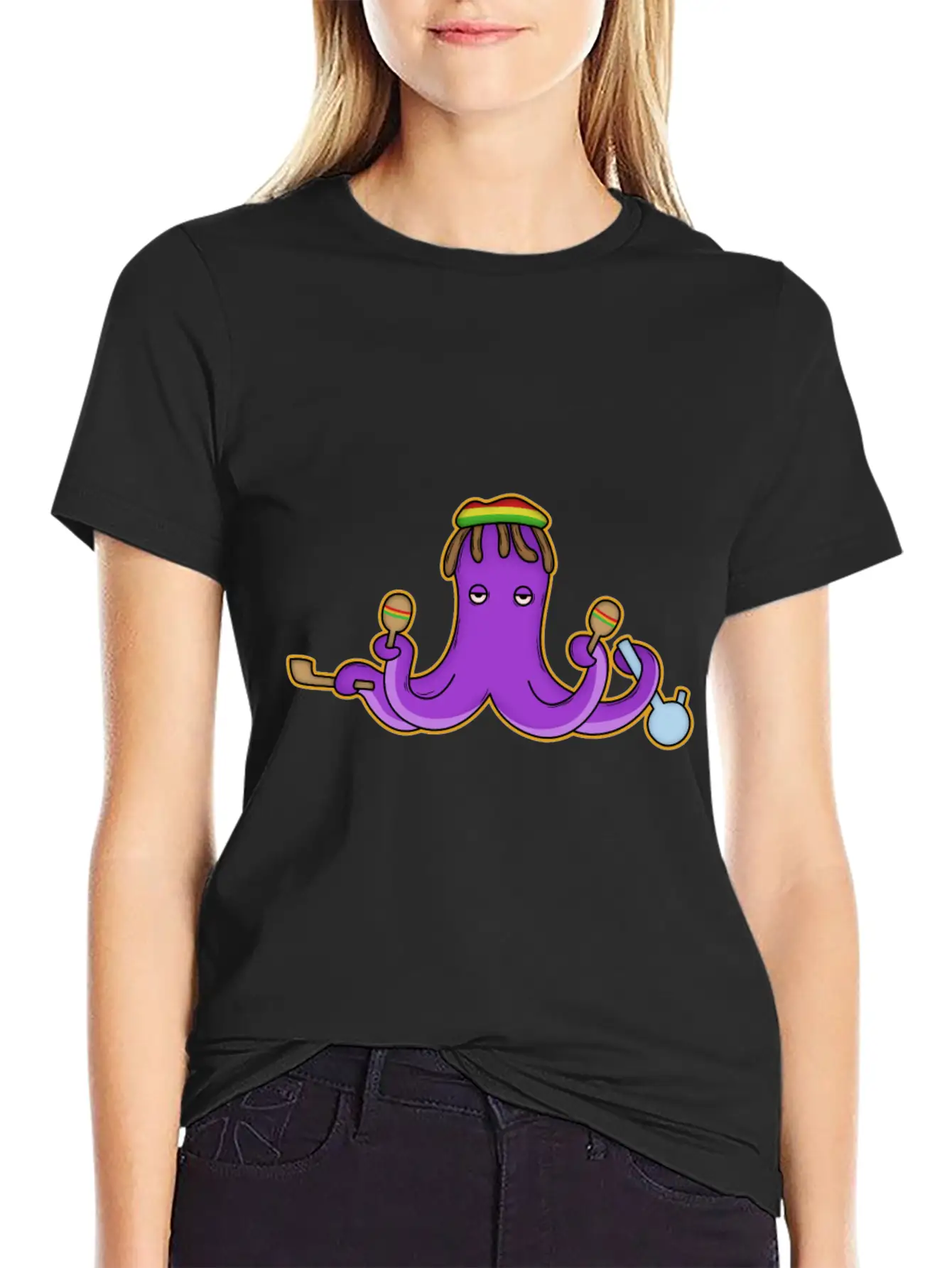 Reggae Octopus Breathable Graphic T-Shirt – Perfect For Casual Days