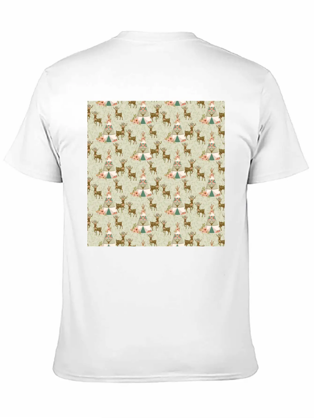 Reindeer Antlers Pink Flowers Natural Leaves Breathable Soft Cotton T-Shirt – Timeless Casual Look