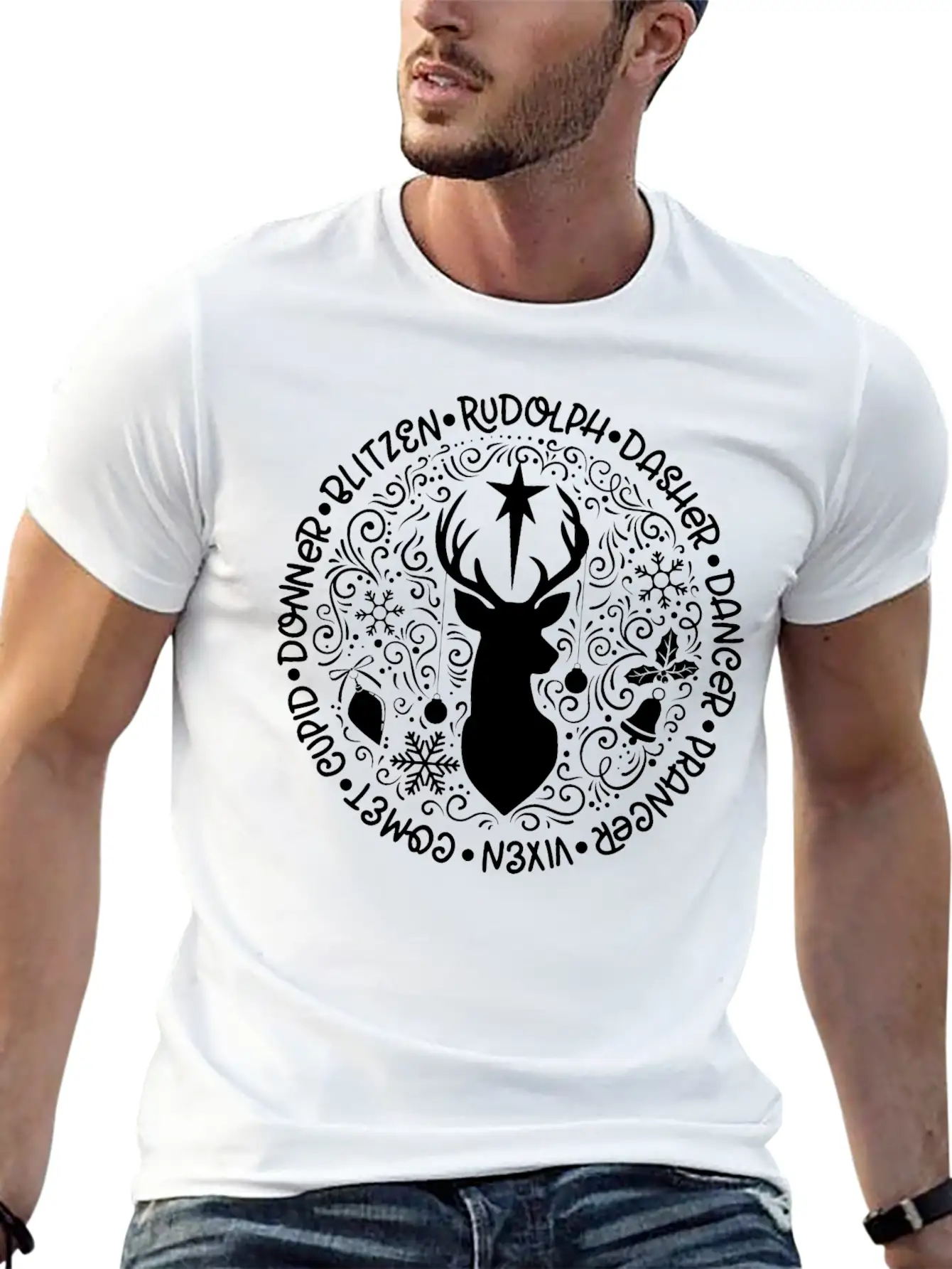 Reindeer Names Christmas Holiday Breathable Soft Cotton T-Shirt – Timeless Casual Look