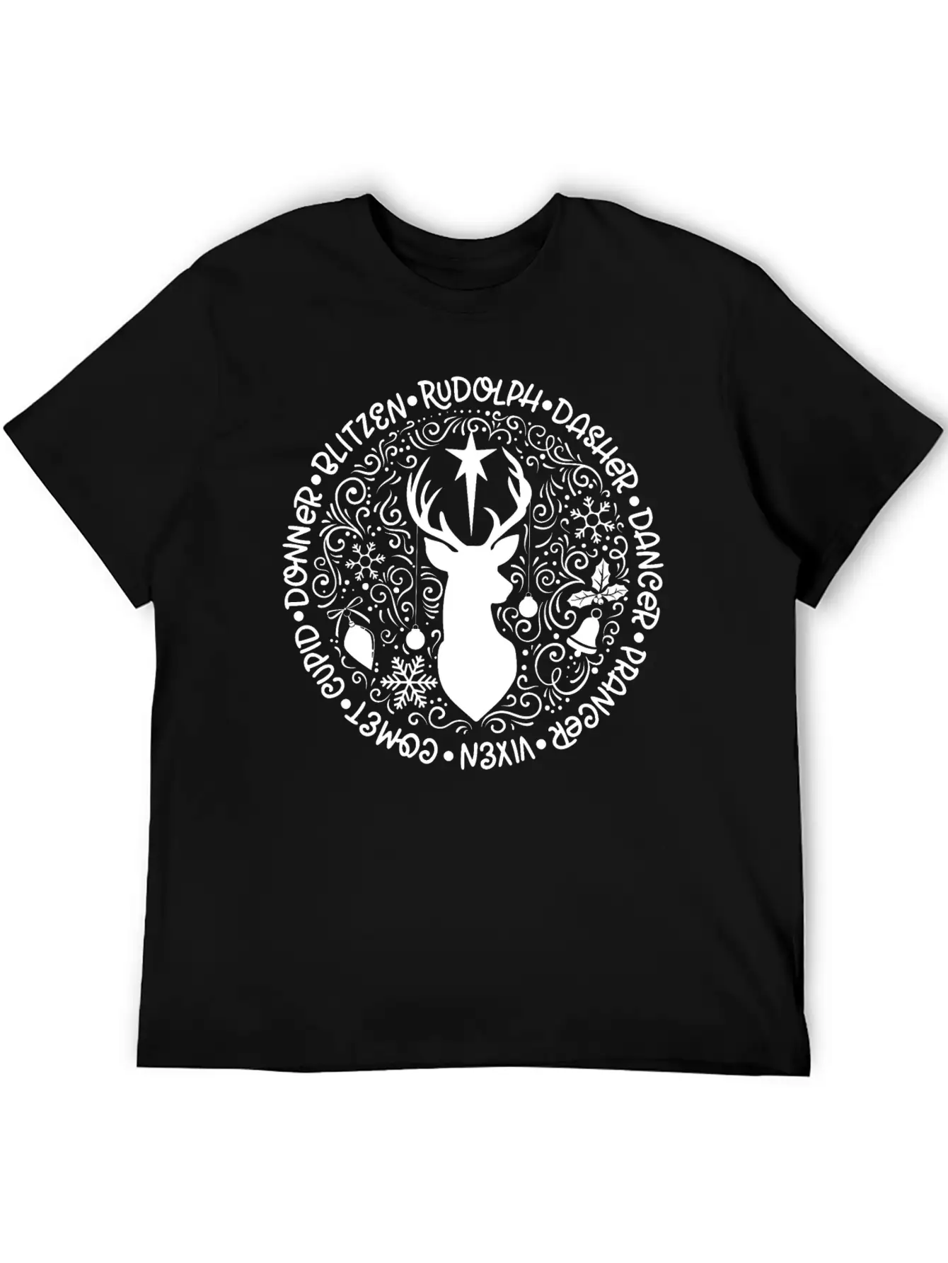 Reindeer Names Christmas Holiday Breathable Soft Cotton T-Shirt – Timeless Casual Look