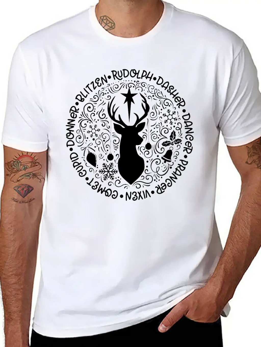 Reindeer Names Christmas Holiday Breathable Soft Cotton T-Shirt – Timeless Casual Look