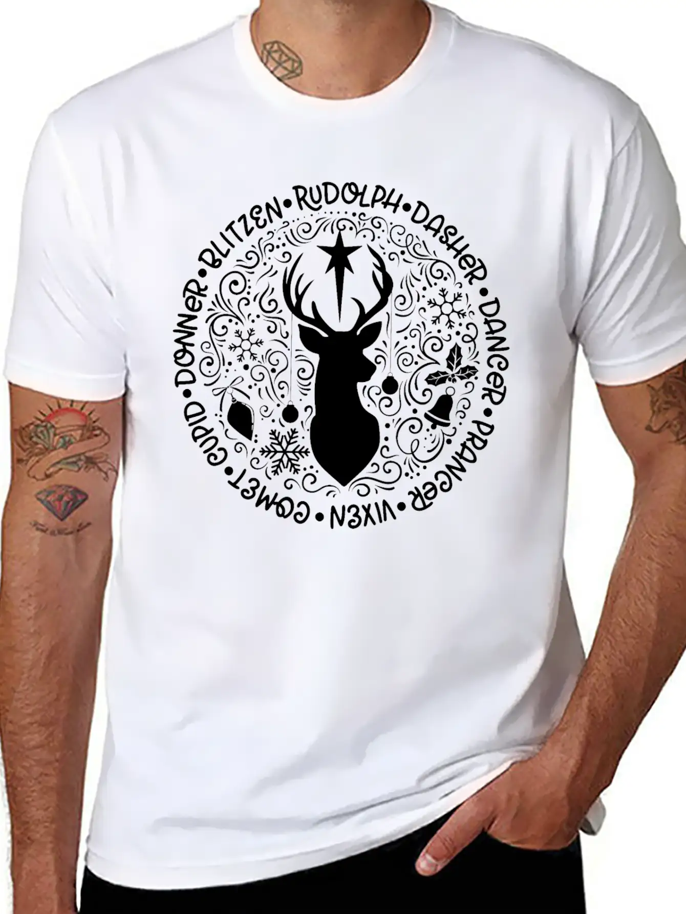 Reindeer Names Christmas Holiday Breathable Soft Cotton T-Shirt – Timeless Casual Look