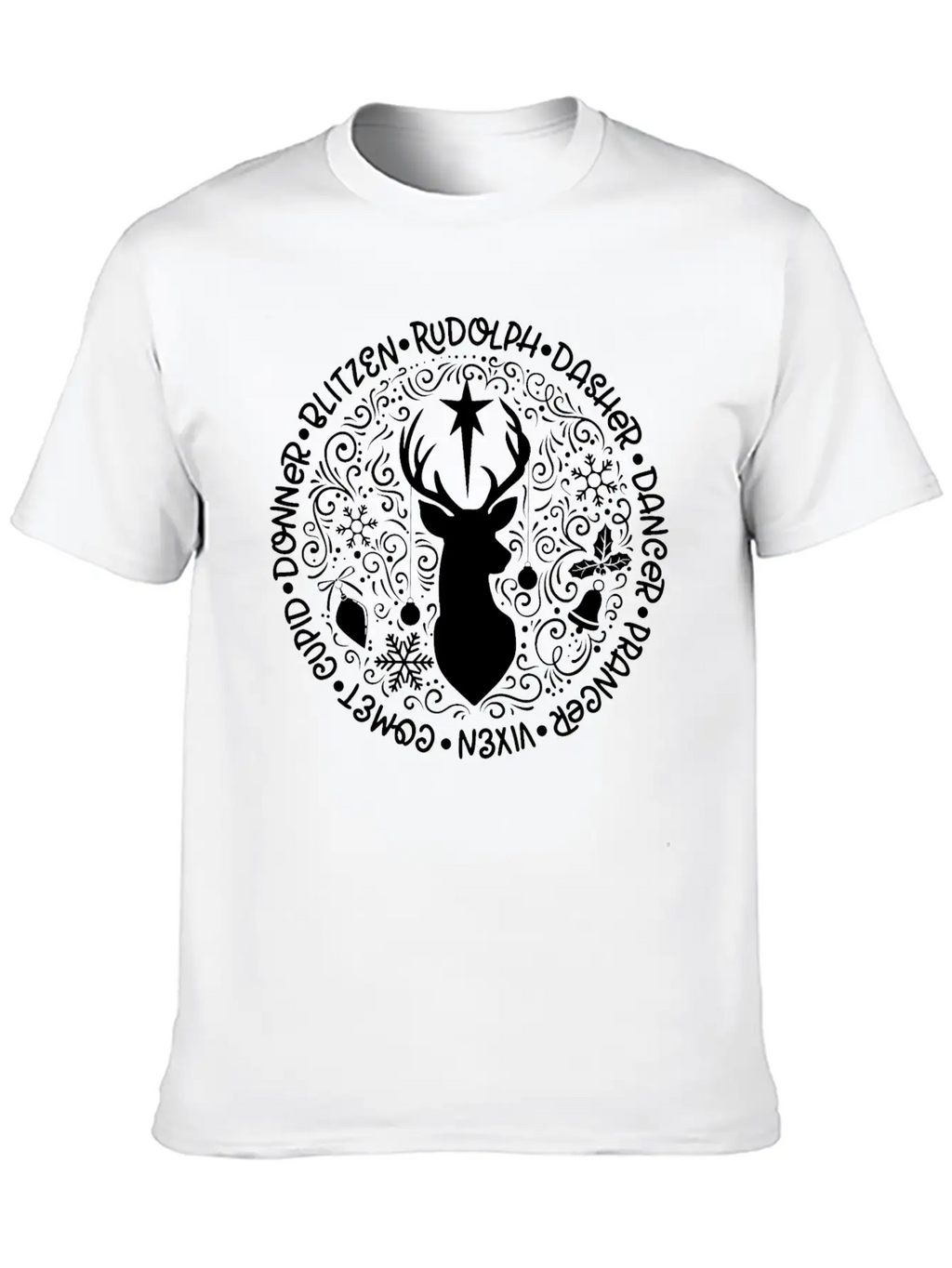 Reindeer Names Christmas Holiday Breathable Soft Cotton T-Shirt – Timeless Casual Look