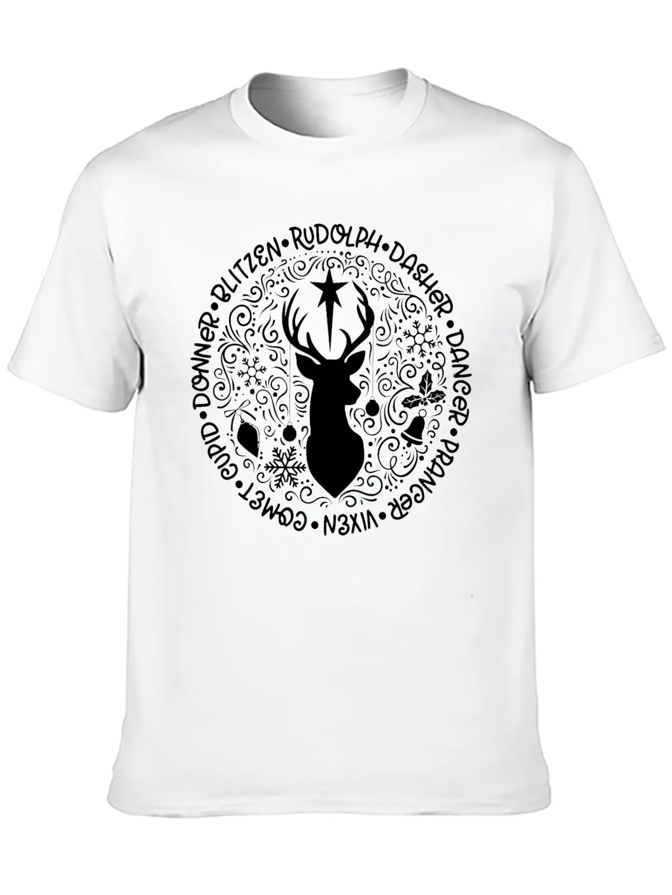 Reindeer Names Christmas Holiday Breathable Soft Cotton T-Shirt – Timeless Casual Look