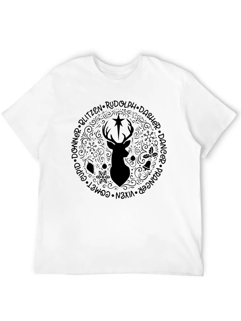 Reindeer Names Christmas Holiday Breathable Soft Cotton T-Shirt – Timeless Casual Look