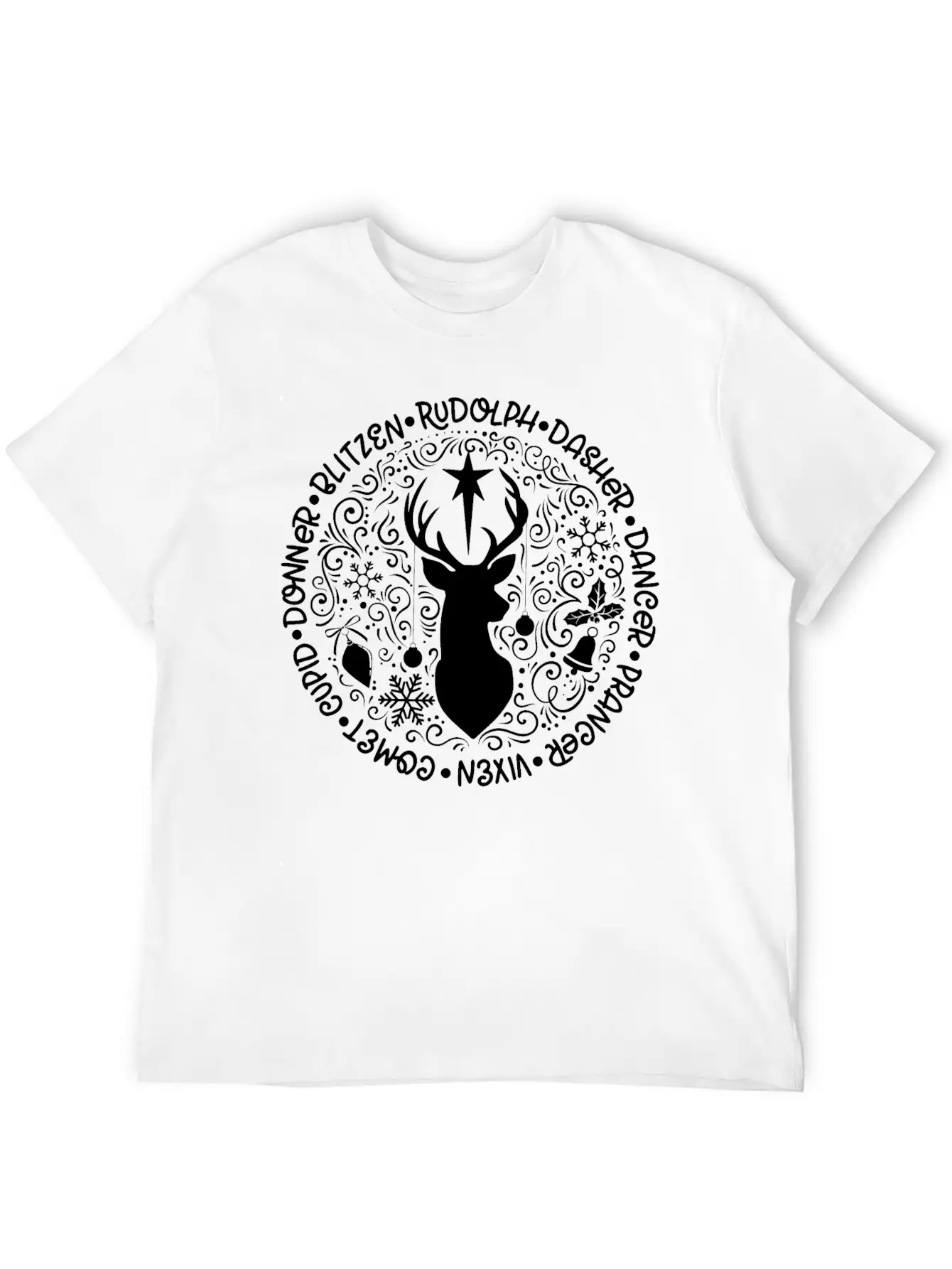 Reindeer Names Christmas Holiday Breathable Soft Cotton T-Shirt – Timeless Casual Look