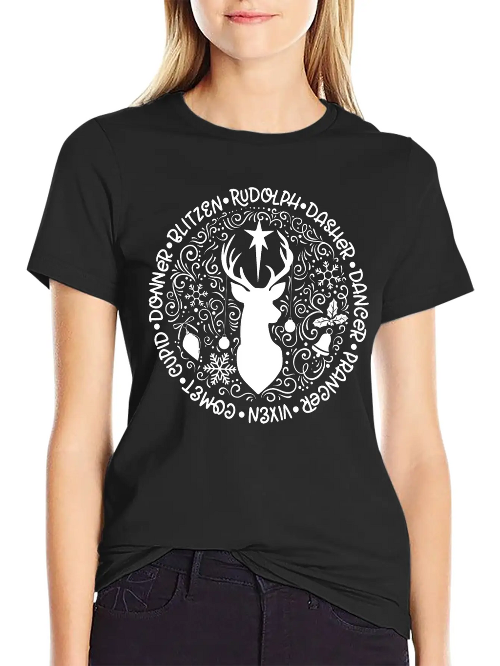 Reindeer Names Christmas Holiday Breathable Soft Cotton T-Shirt – Timeless Casual Look