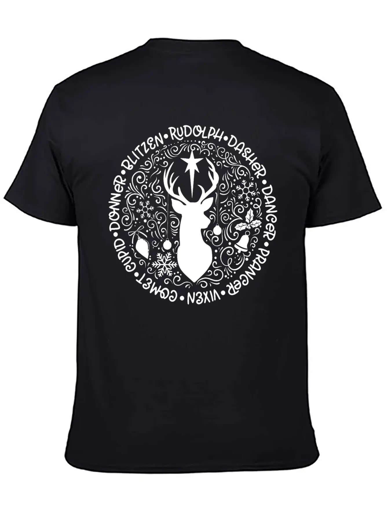 Reindeer Names Christmas Holiday Breathable Soft Cotton T-Shirt – Timeless Casual Look