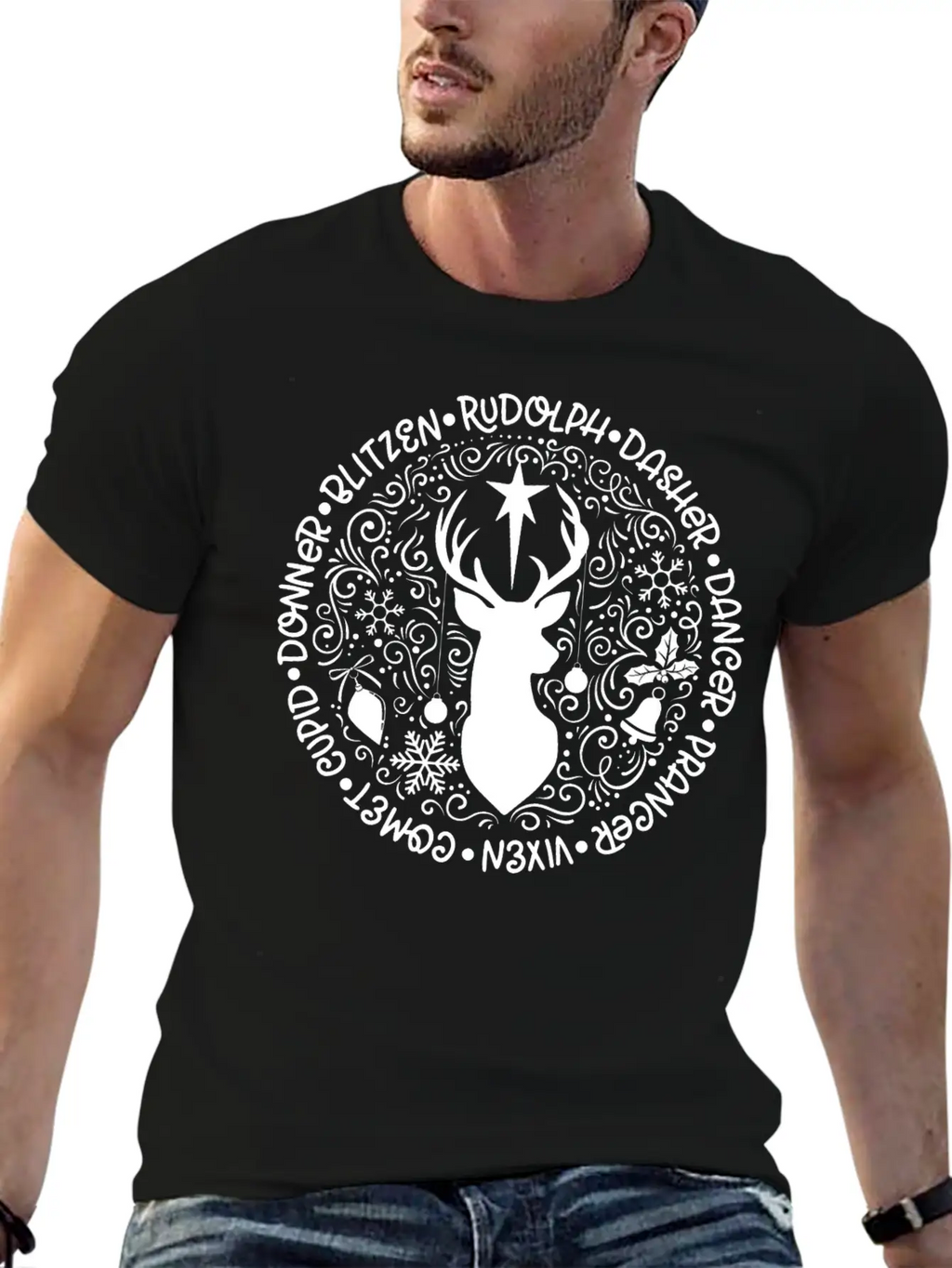 Reindeer Names Christmas Holiday Breathable Soft Cotton T-Shirt – Timeless Casual Look