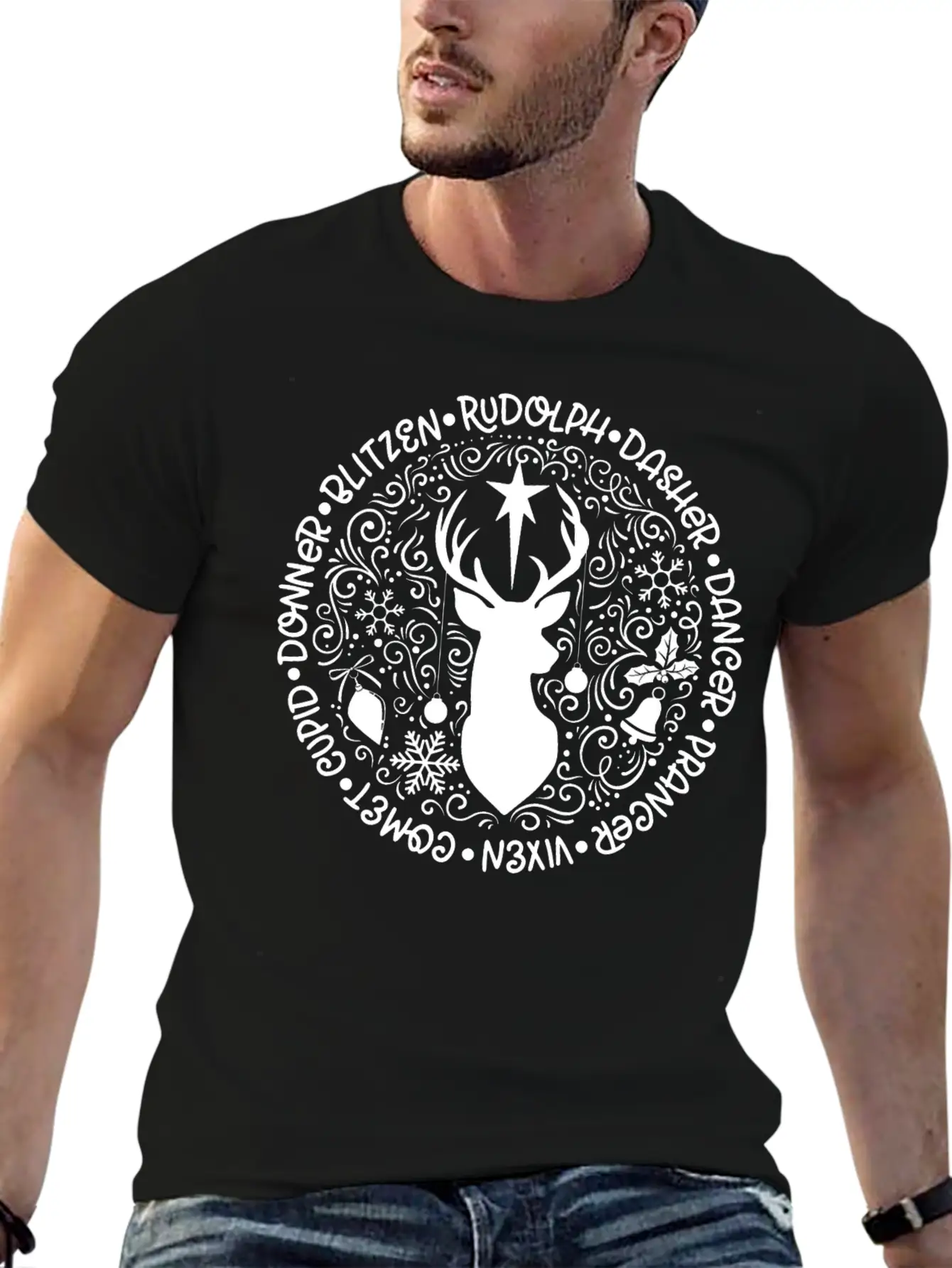 Reindeer Names Christmas Holiday Breathable Soft Cotton T-Shirt – Timeless Casual Look