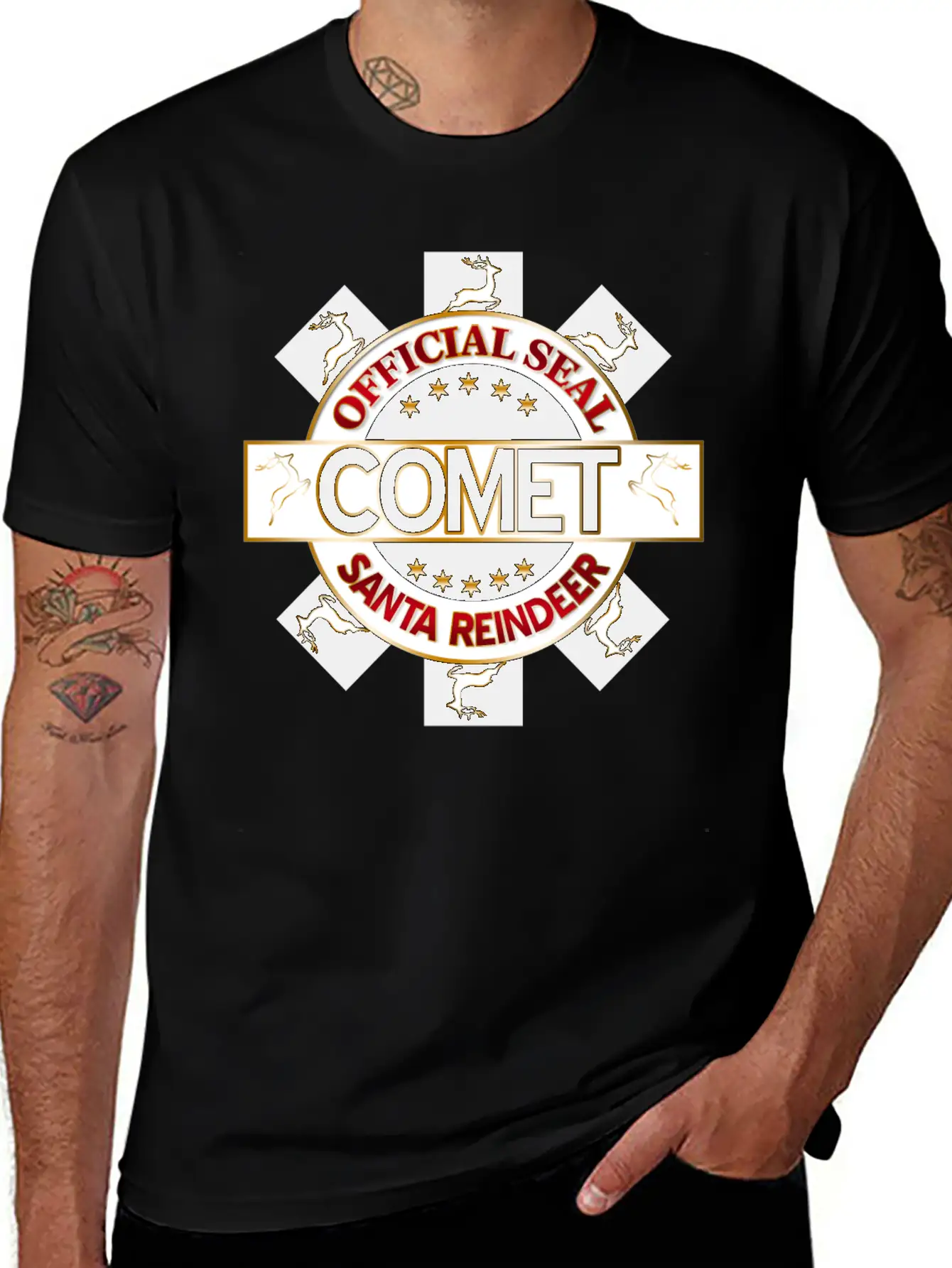 Reindeer Santa Official Seal Comet Unisex Casual T-Shirt – Clean Design For Daily Comfort