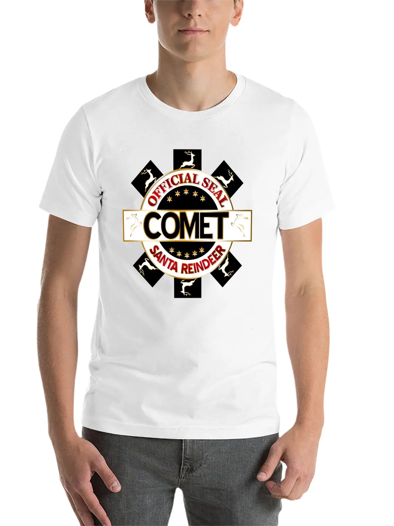 Reindeer Santa Official Seal Comet Unisex Casual T-Shirt – Clean Design For Daily Comfort