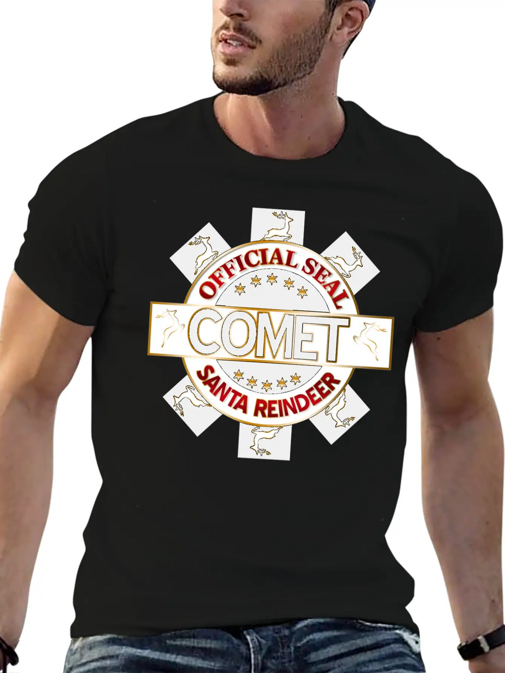 Reindeer Santa Official Seal Comet Unisex Casual T-Shirt – Clean Design For Daily Comfort
