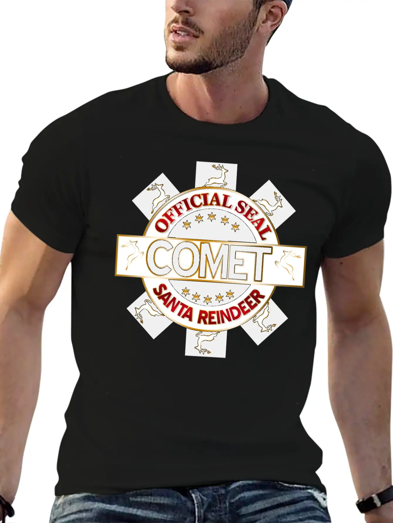 Reindeer Santa Official Seal Comet Unisex Casual T-Shirt – Clean Design For Daily Comfort